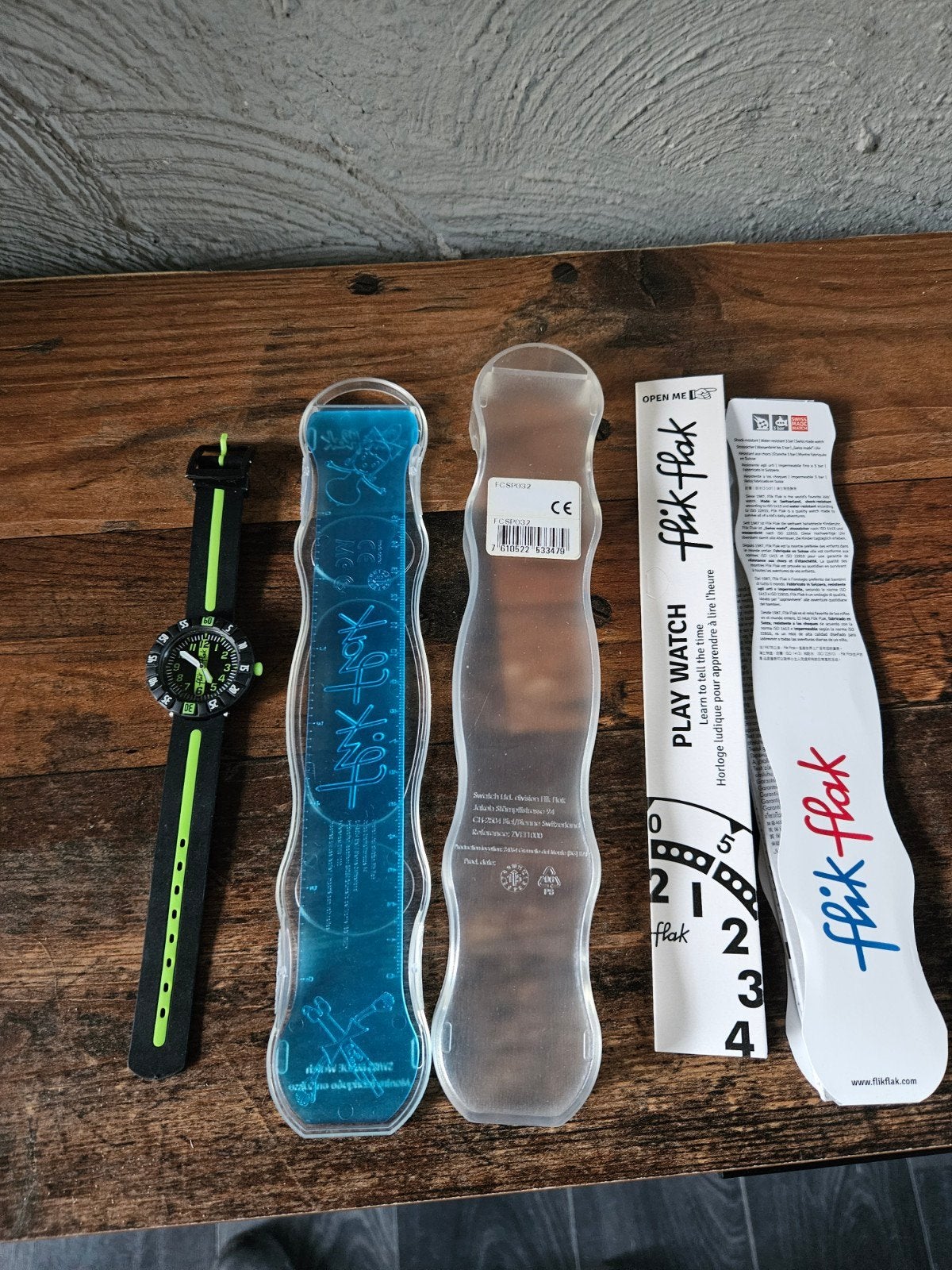 Flik Flak Green ahead - Zwart/Groen Kinderhorloge, Ophalen of Verzenden, Zo goed als nieuw, Groen, Jongen of Meisje
