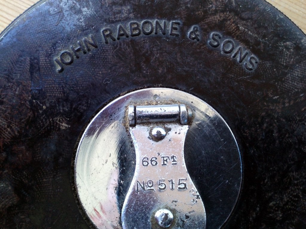Mooi oud 66ft John Rabone meetlint uit Engeland., Antiek en Kunst, Ophalen of Verzenden