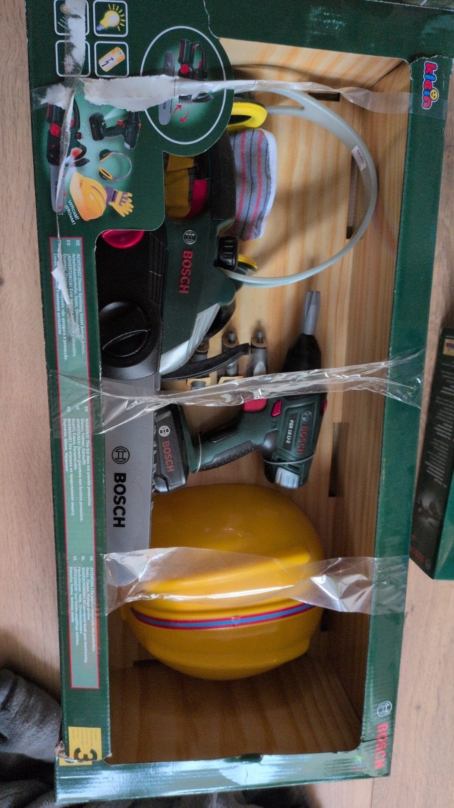 Bosch Speelgoed Gereedschap Set met Boormachine en Helm, Ophalen of Verzenden, Zo goed als nieuw, Knutselen, Met geluid