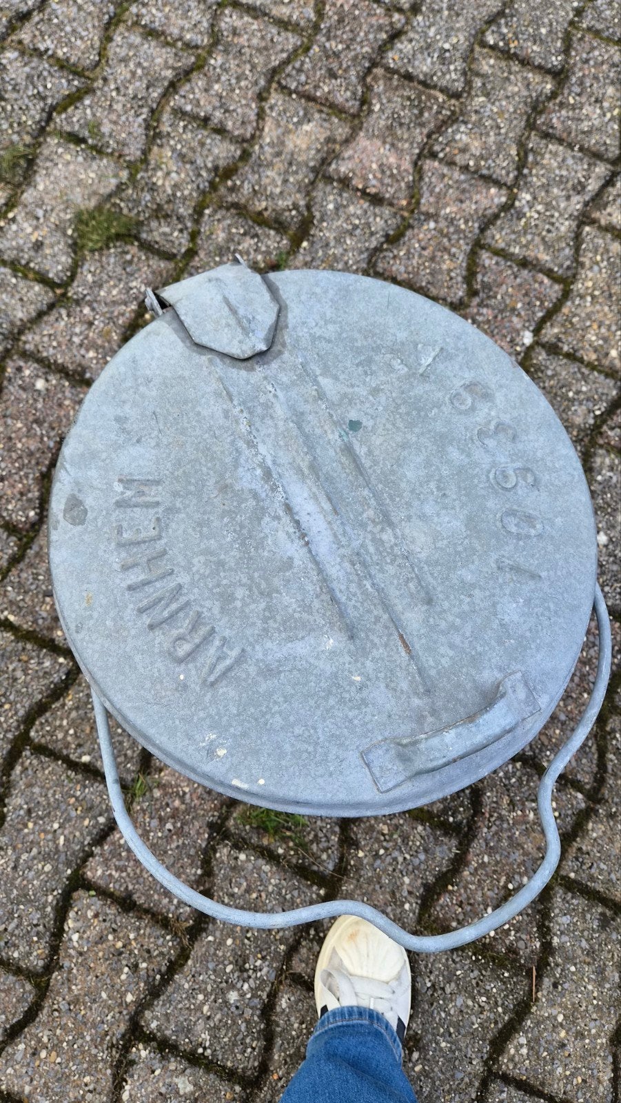 Vintage Zinken Emmer met Deksel - Arnhem 1933, Ophalen