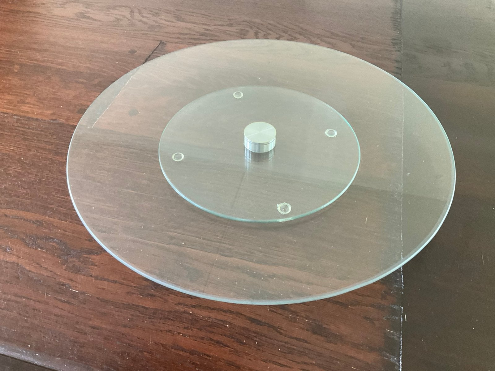 Glazen DRAAIPLATEAU / SERVEERSCHAAL doorsnede 34 cm, Ophalen, Gebruikt, Overige stijlen, Glas