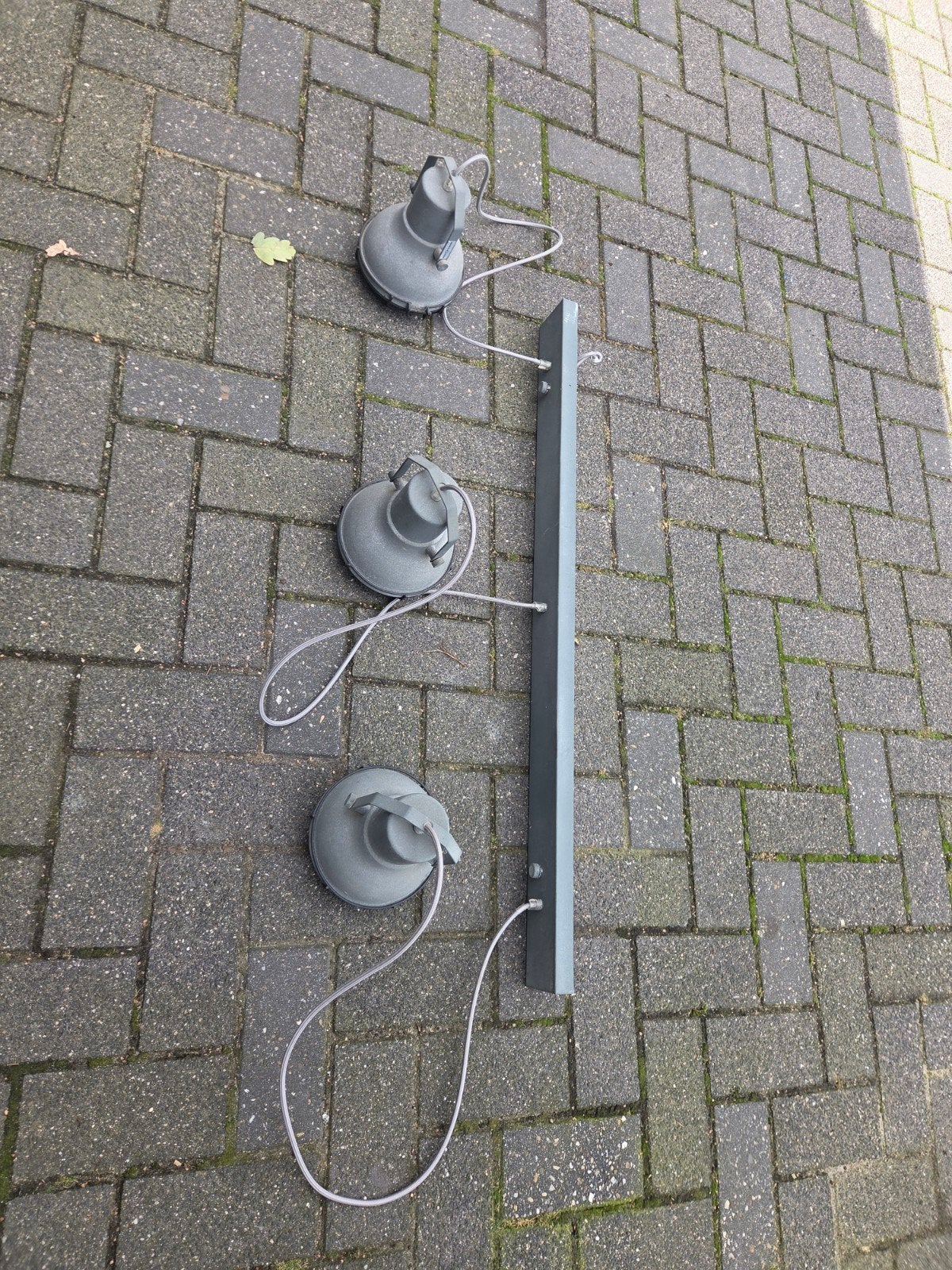 Set van 3 industriële plafondlampen/spots, grijs, Gebruikt, Grijs, Industrieel, Ophalen