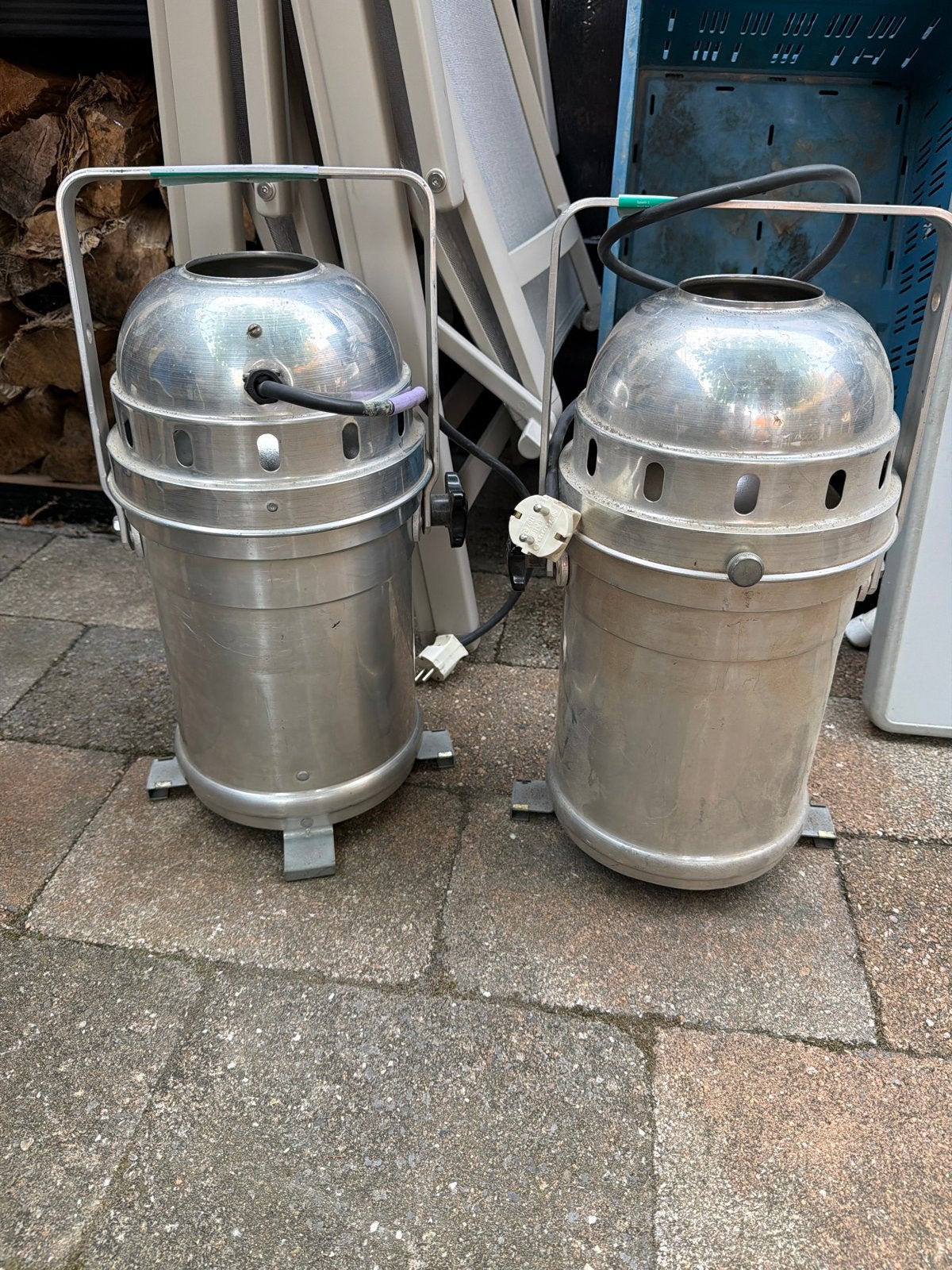 Set van 2 Vintage Theater Spots / Par Cans met reservelampen, Ophalen, Gebruikt