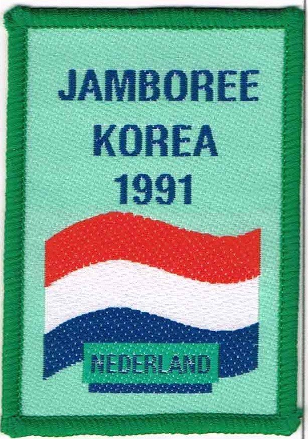 Scouting Wereld Jamboree 1991 Korea Sponsorbadge, Ophalen of Verzenden, Embleem, Speld of Insigne