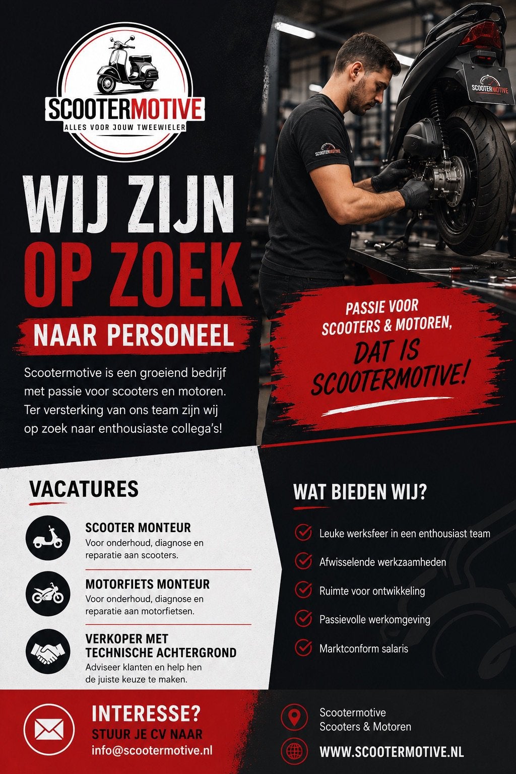 GEZOCHT SCOOTER MONTEUR & MOTOR MONTEUR, Overige werkzaamheden