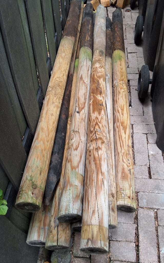 10 boompalen 2 meter 9 cm, Tuin en Terras, Ophalen, Zo goed als nieuw, 180 tot 250 cm, Palen