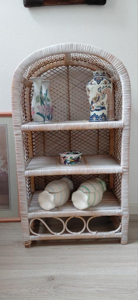 Vintage Rotan Kastje / Boekenkast – Boho Witte Wash '70 '80, Ophalen, Gebruikt, 50 tot 100 cm, Minder dan 100 cm