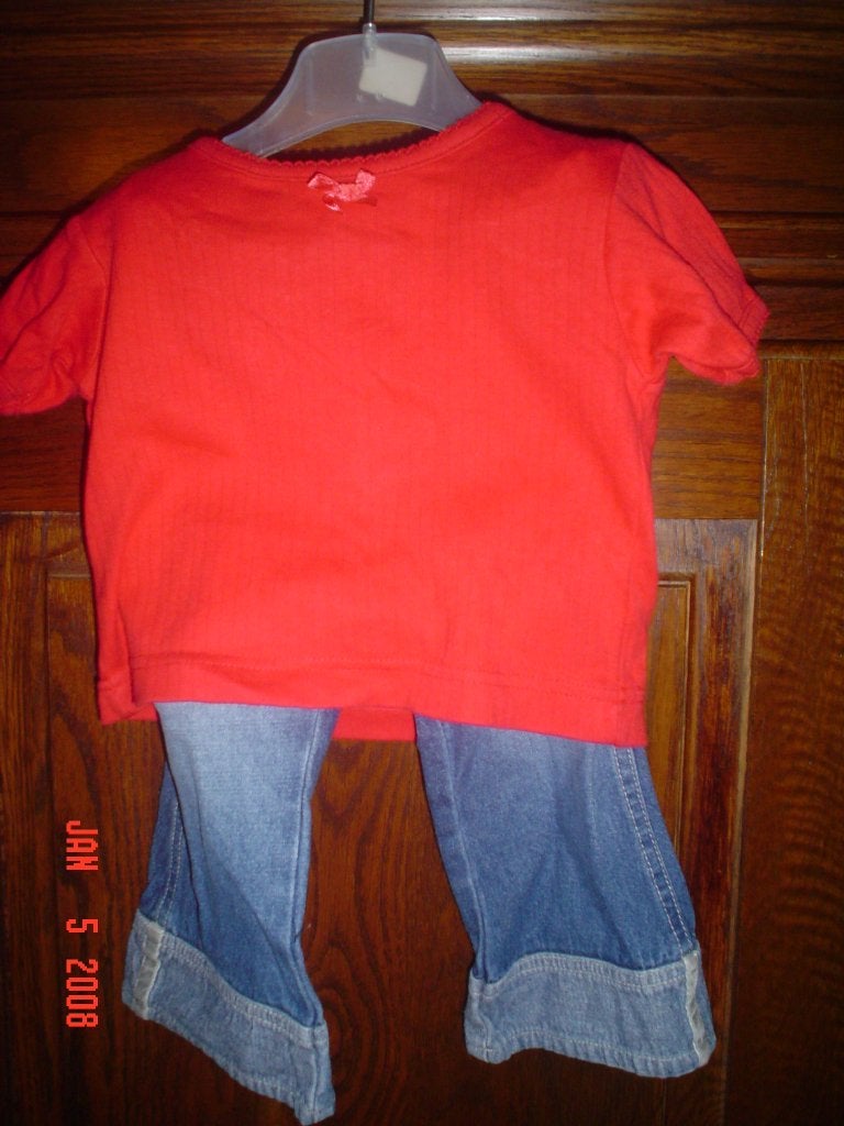 Spijkerbroek + T-shirt, Kinderen en Baby's, Ophalen of Verzenden, Zo goed als nieuw, Meisje, Shirtje of Longsleeve