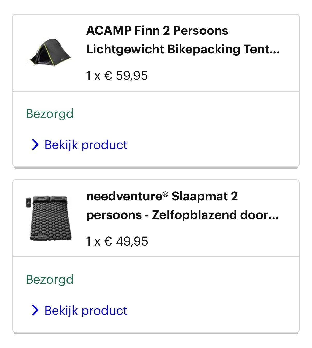 Acamp Finn 2p bikepacking tent + zelf opblaasbaar luchtbed, Ophalen of Verzenden, Gebruikt, Tot en met 2