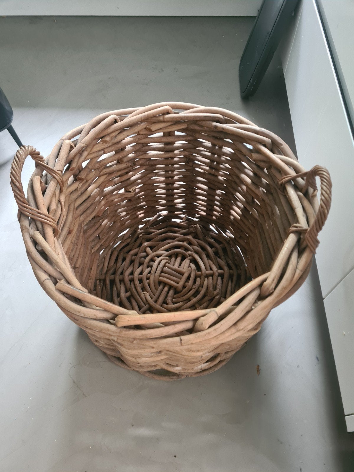 Grote rieten mand met handvatten h57cm b70, Ophalen of Verzenden
