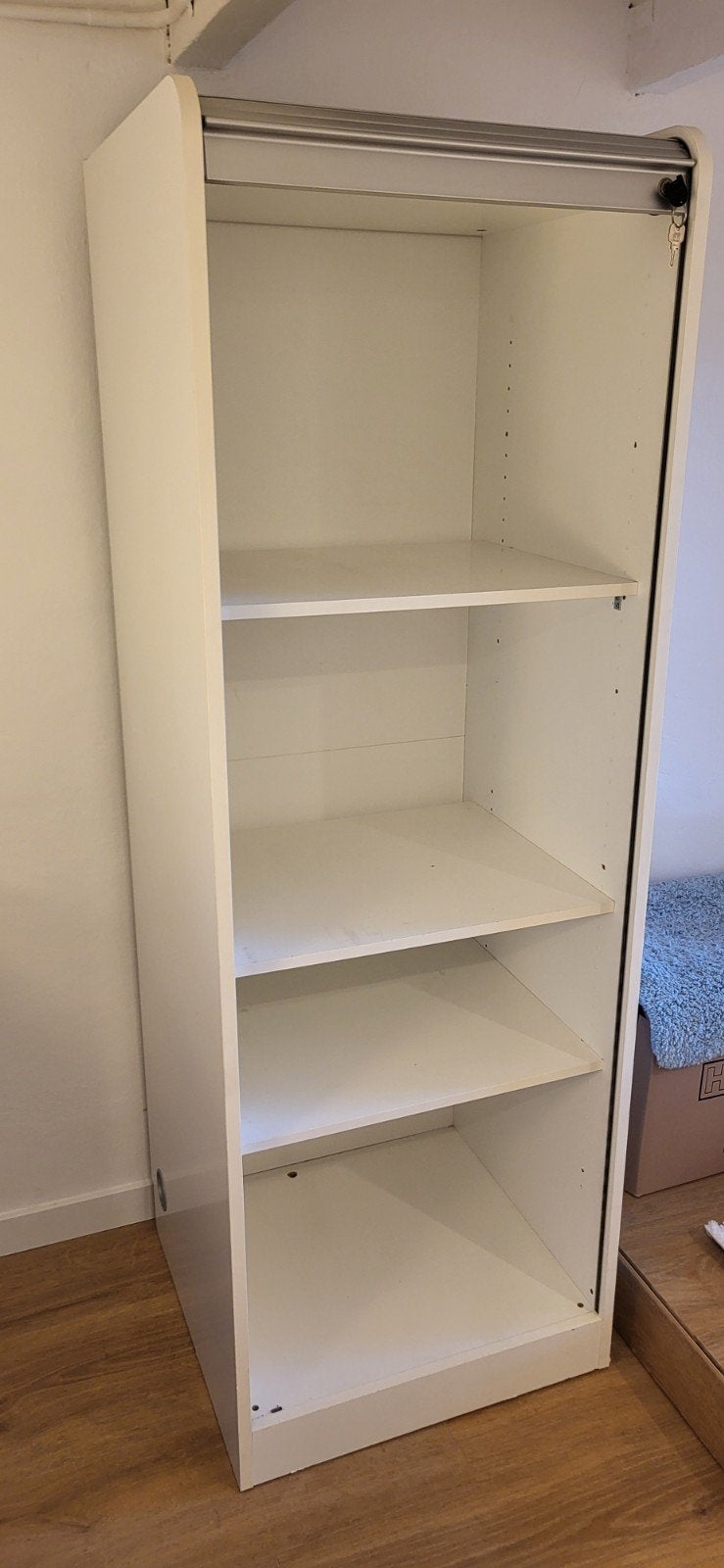 Witte Bureaukast / Archiefkast met Roldeur & Kabelgat, Ophalen, Gebruikt