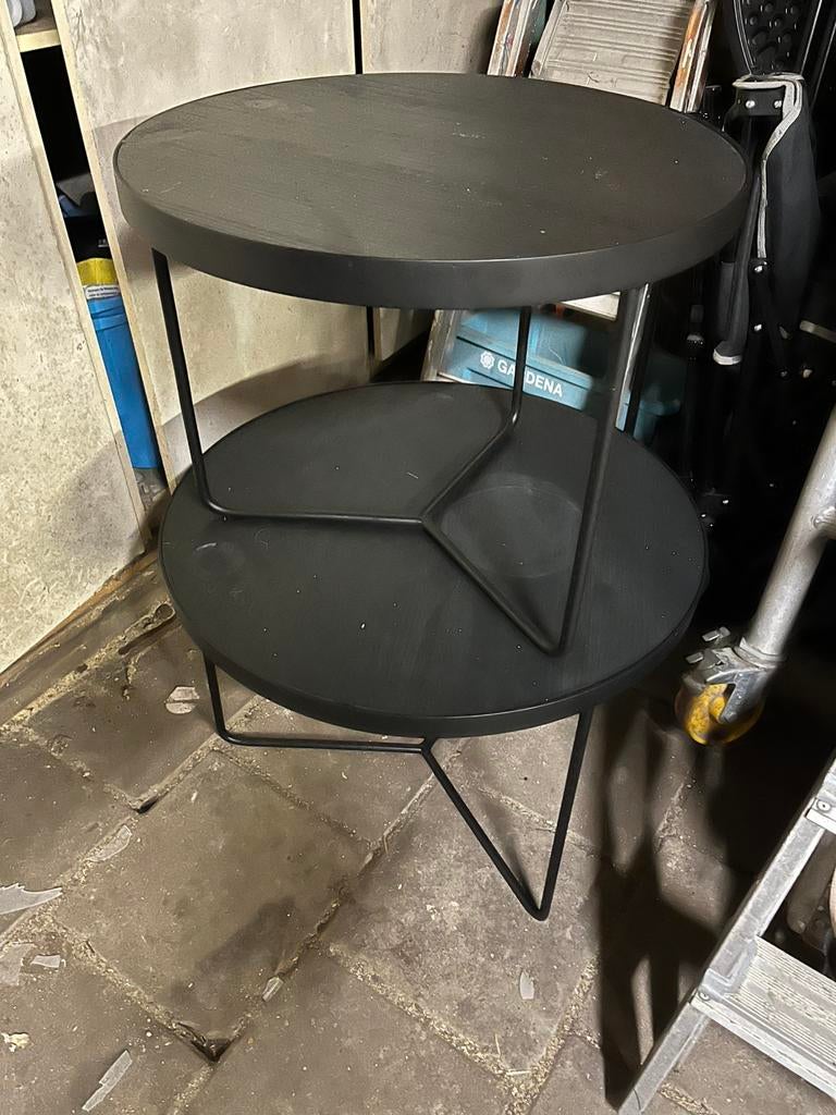 2x zwarte salontafel, Huis en Inrichting, Tafels | Salontafels, Ophalen, 50 tot 100 cm, Rond, Zo goed als nieuw