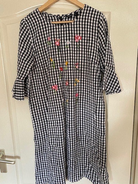 Jurk met ruitjes, Kleding | Dames, Maat 38/40 (M), Zwart, Ophalen of Verzenden, Gedragen