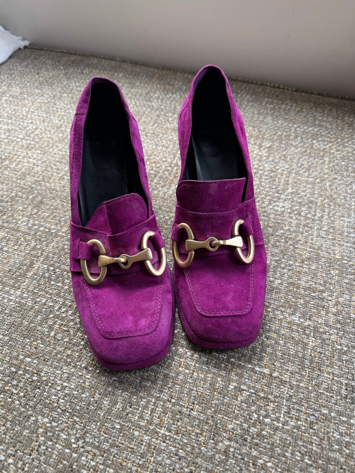 Manfield Paarse Suède Schoenen Maat 40, Ophalen, Gedragen, Overige kleuren, Schoenen met hoge hakken