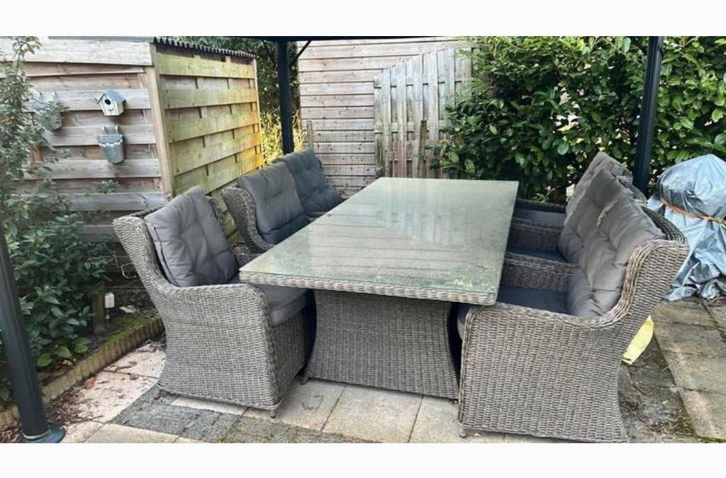 Tuintafel 210x110 en ongeveer 75 cm hoog, Tuin en Terras, Tuintafels, Ophalen, Zo goed als nieuw, Rechthoekig, Aluminium