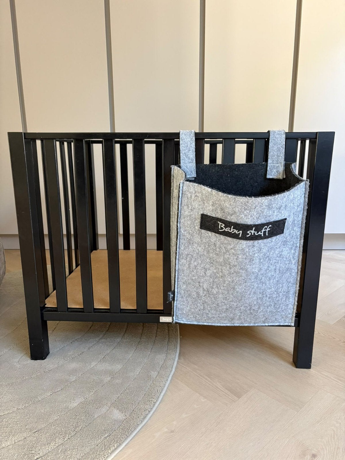 Bopita zwarte baby box met accessoires, Ophalen, Gebruikt, Vierkant, In hoogte verstelbaar