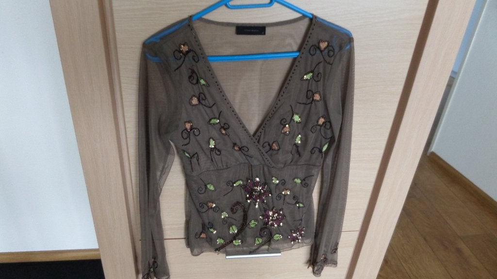 doorzichtige bronskleurige blouse met applicaties mt 38/40, Maat 38/40 (M), Overige kleuren, Vero Moda, Ophalen of Verzenden