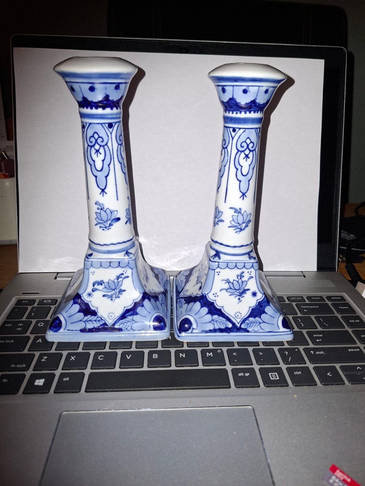 Delfts Blauw Kandelaars - Handgeschilderd, Ophalen