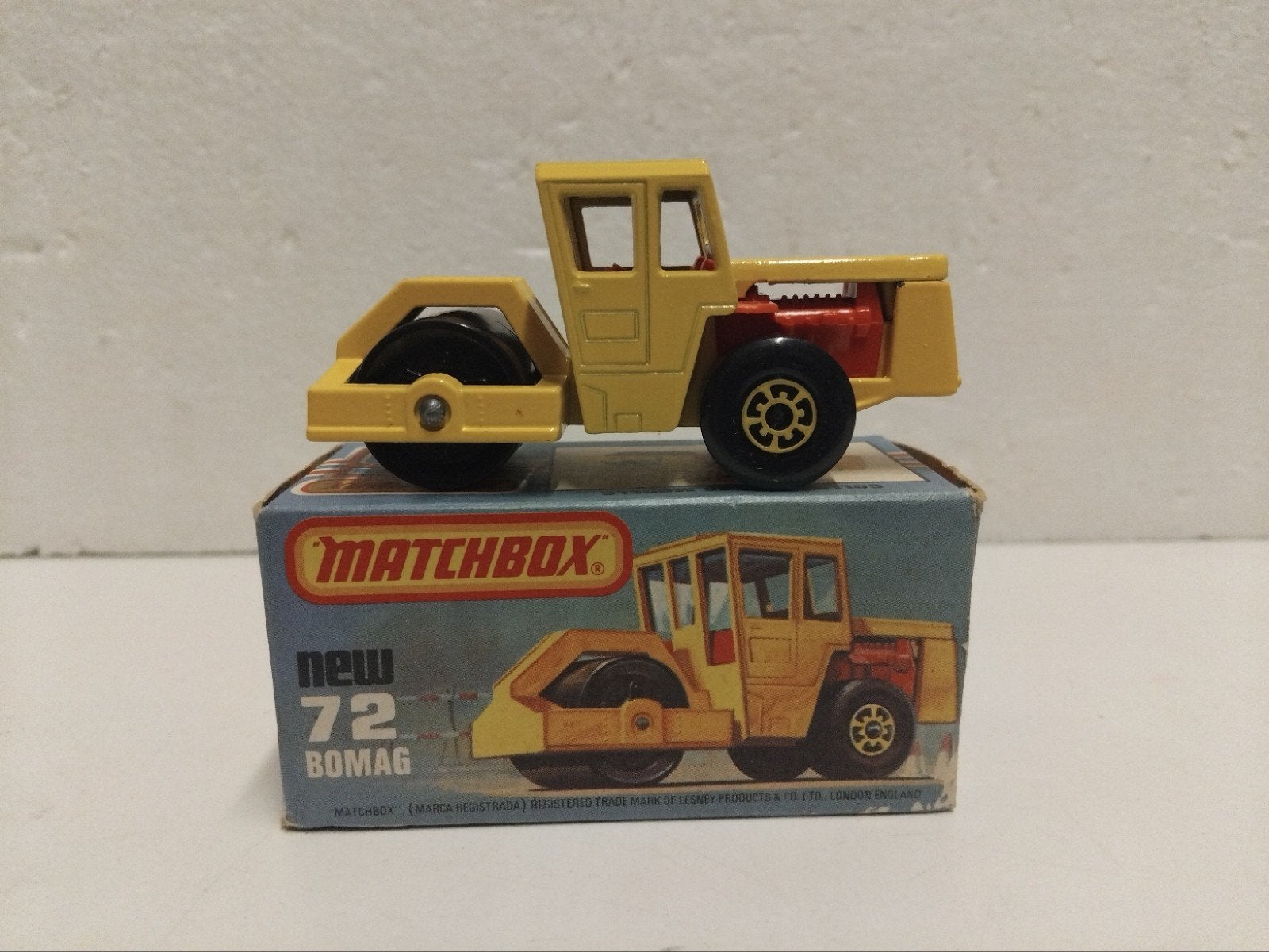 Matchbox #72 Bomag wals 1978 geel 3INCH, Ophalen of Verzenden, Zo goed als nieuw, Tractor of Landbouw