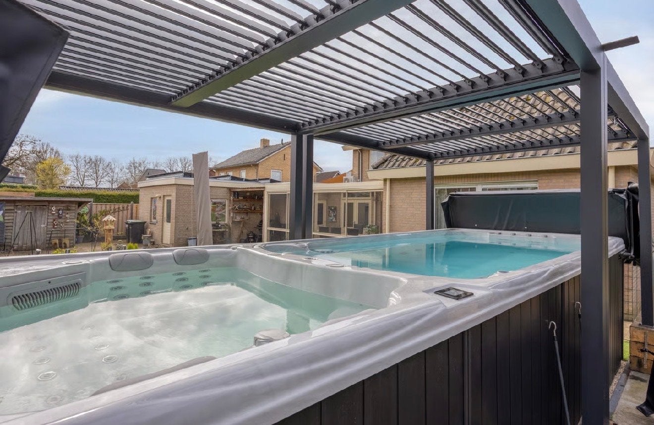 Zwemspa Alaska: Zwemgedeelte & Jacuzzi (7 persoons), Tuin en Terras, Zwembaden, 200 tot 300 cm, Overige typen, Nieuw, 400 cm of meer