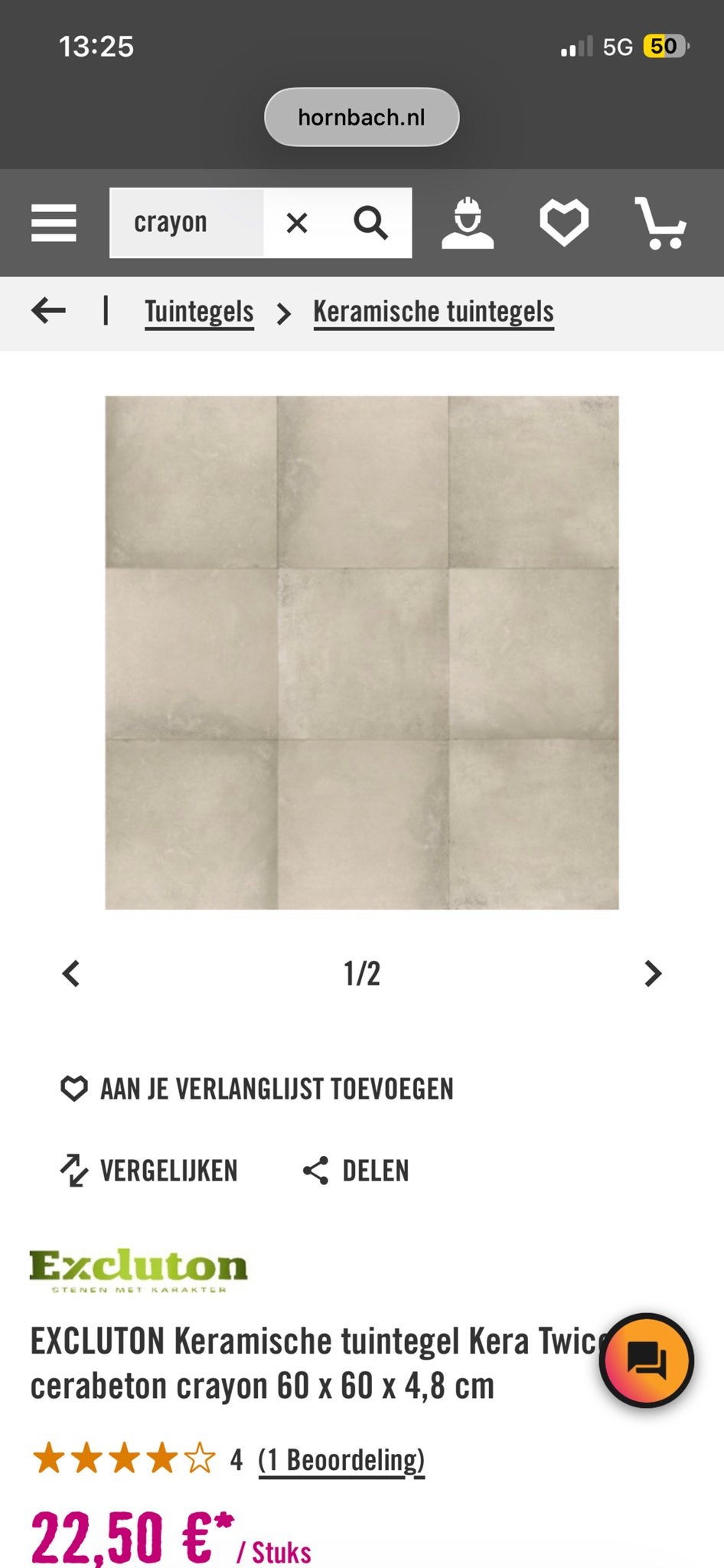 19 stuks Excluton keramische tuintegels 60x60x4,8 cm, Ophalen, 60 cm of meer, Gebruikt, Keramiek