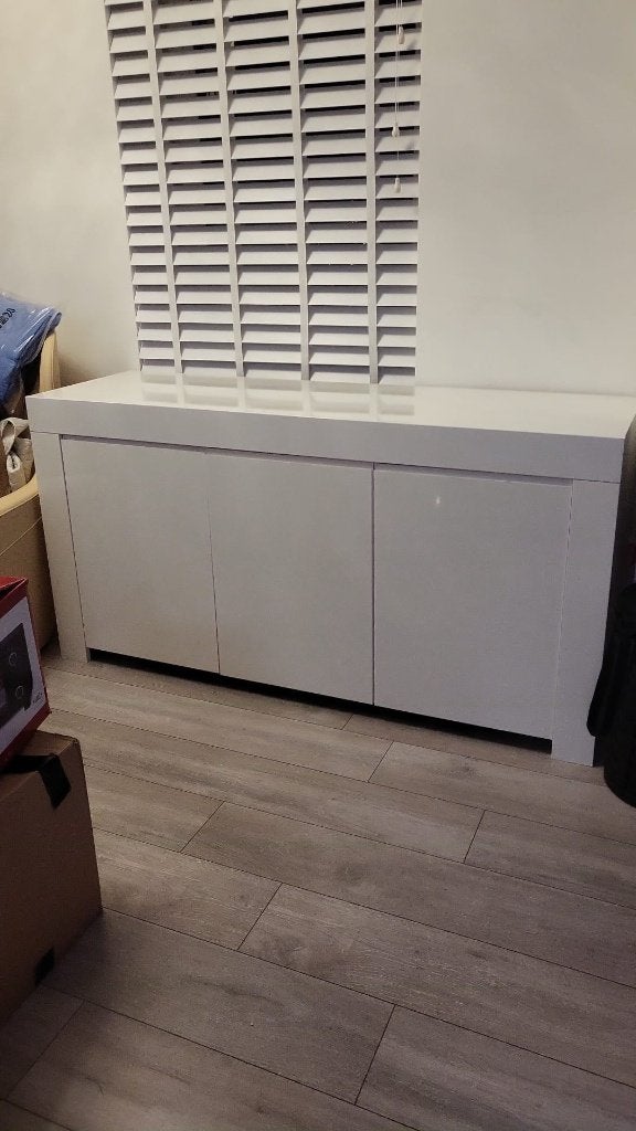 Wit hoogglans dressoir 161 cm breed, Ophalen, Overige materialen, Met deur(en), Nieuw