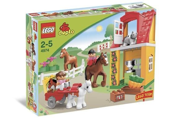 Duplo Lego Paardenstal nr. 4974 zgan set is compleet, Ophalen of Verzenden, Zo goed als nieuw, Complete set, Duplo