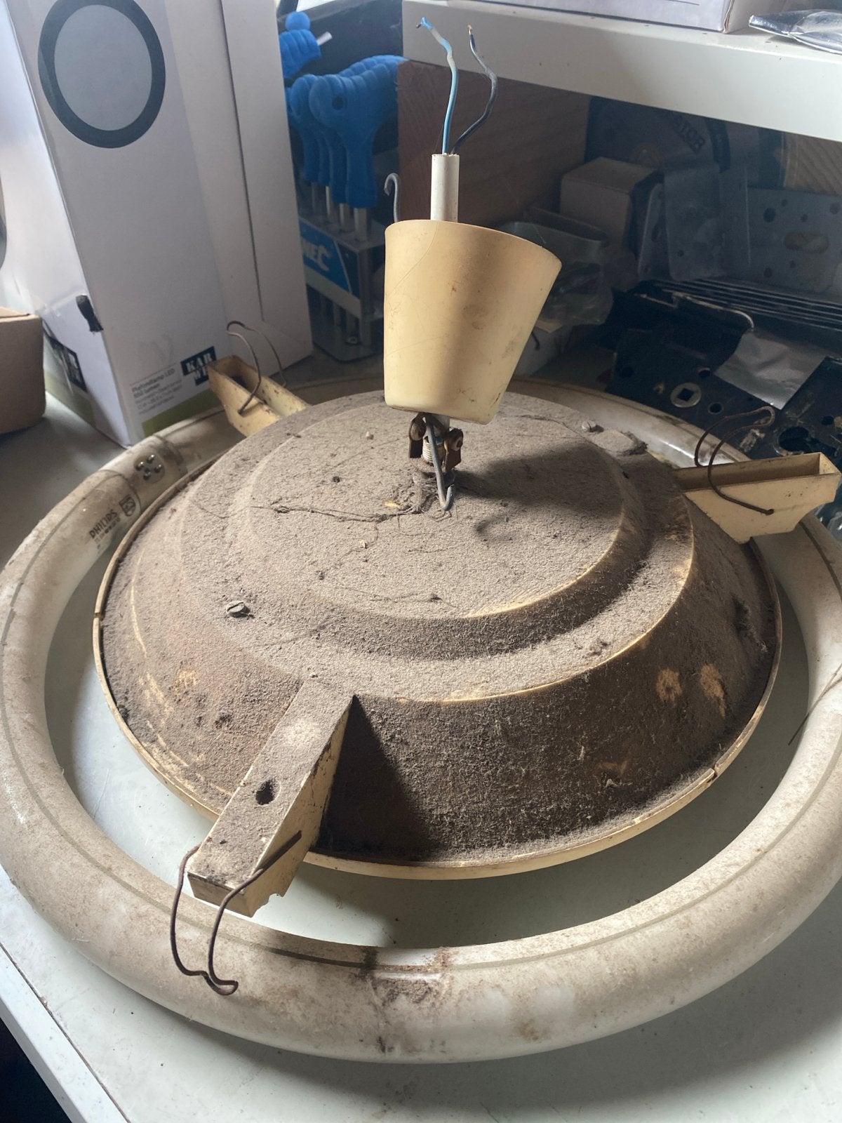 Vintage ronde Philips TL plafonnière jaren '70, Ophalen of Verzenden