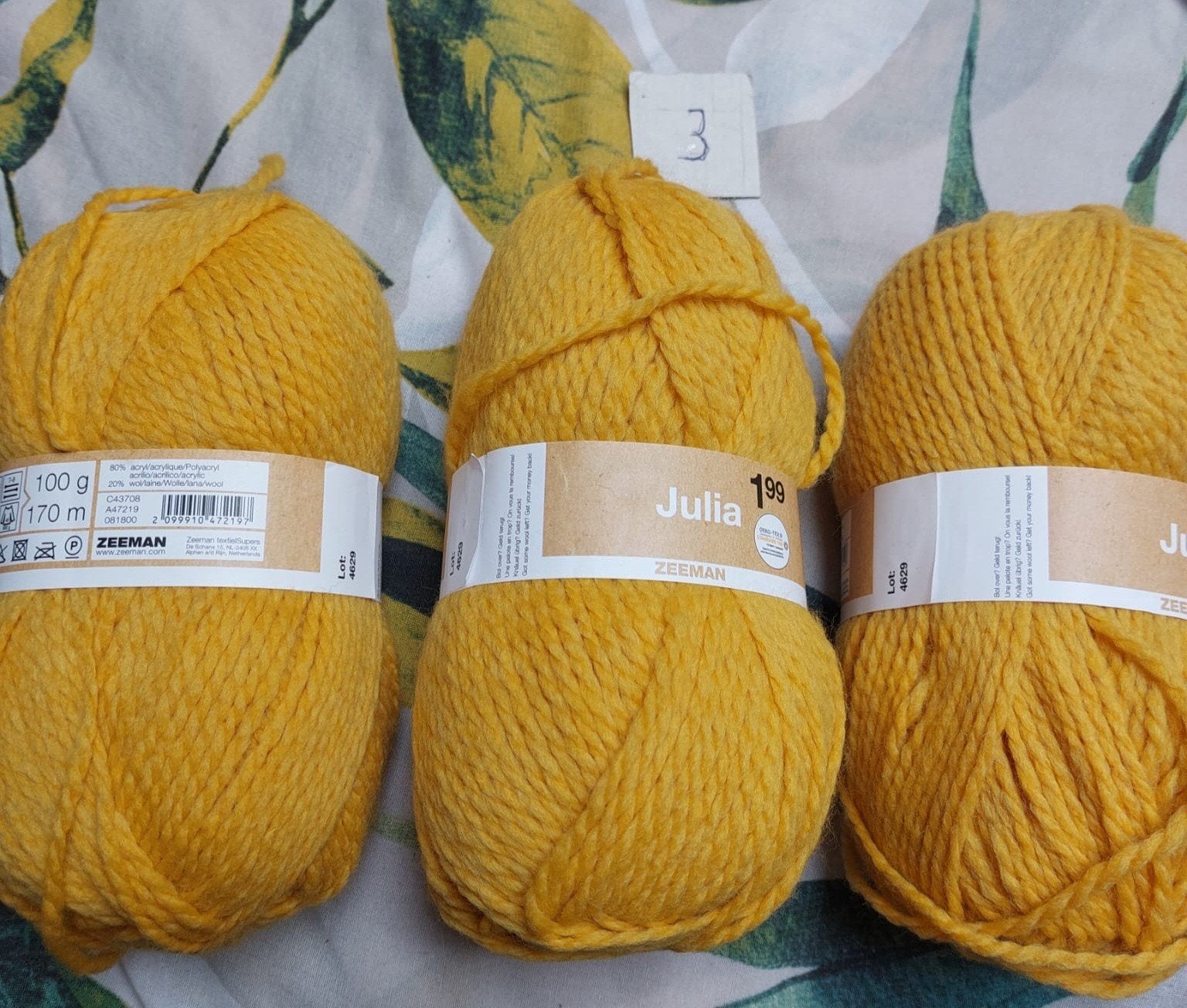 3 bollen wol geel (Julia), Ophalen of Verzenden, Nieuw, Breien of Haken, Wol of Garen