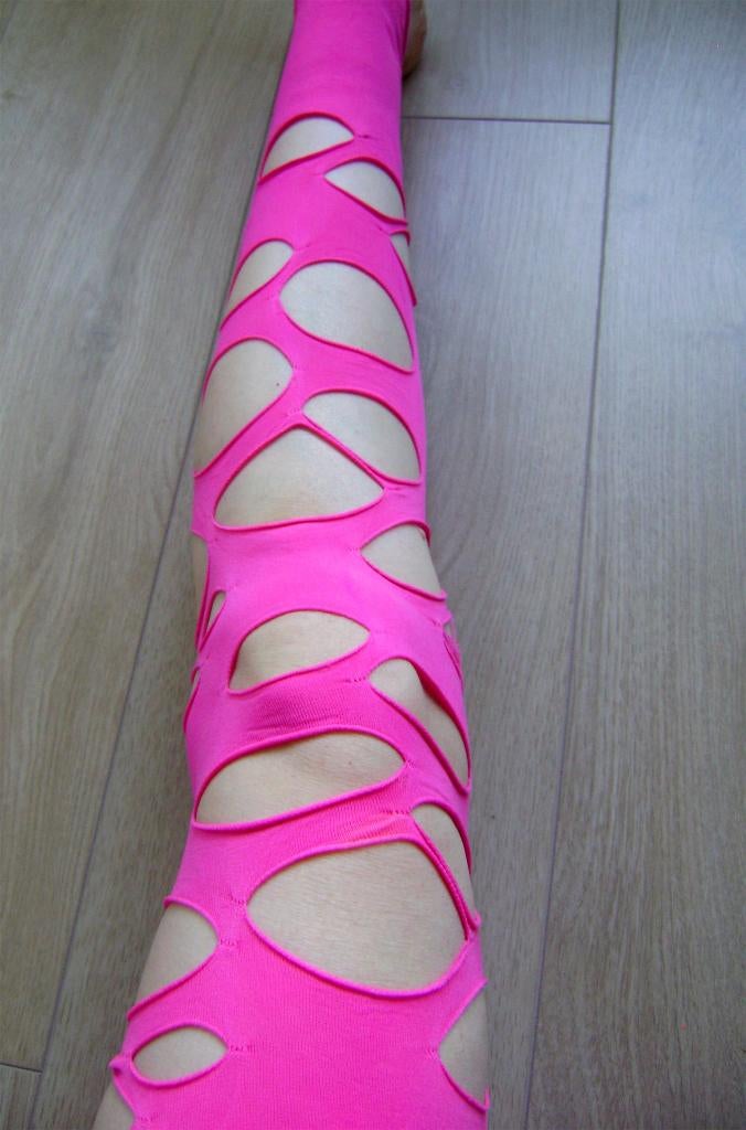 roze gaten legging tights killstar cyber goth punk rock, Legging, Verzenden, Zombie gaten legging, Maat 40/42 (M)