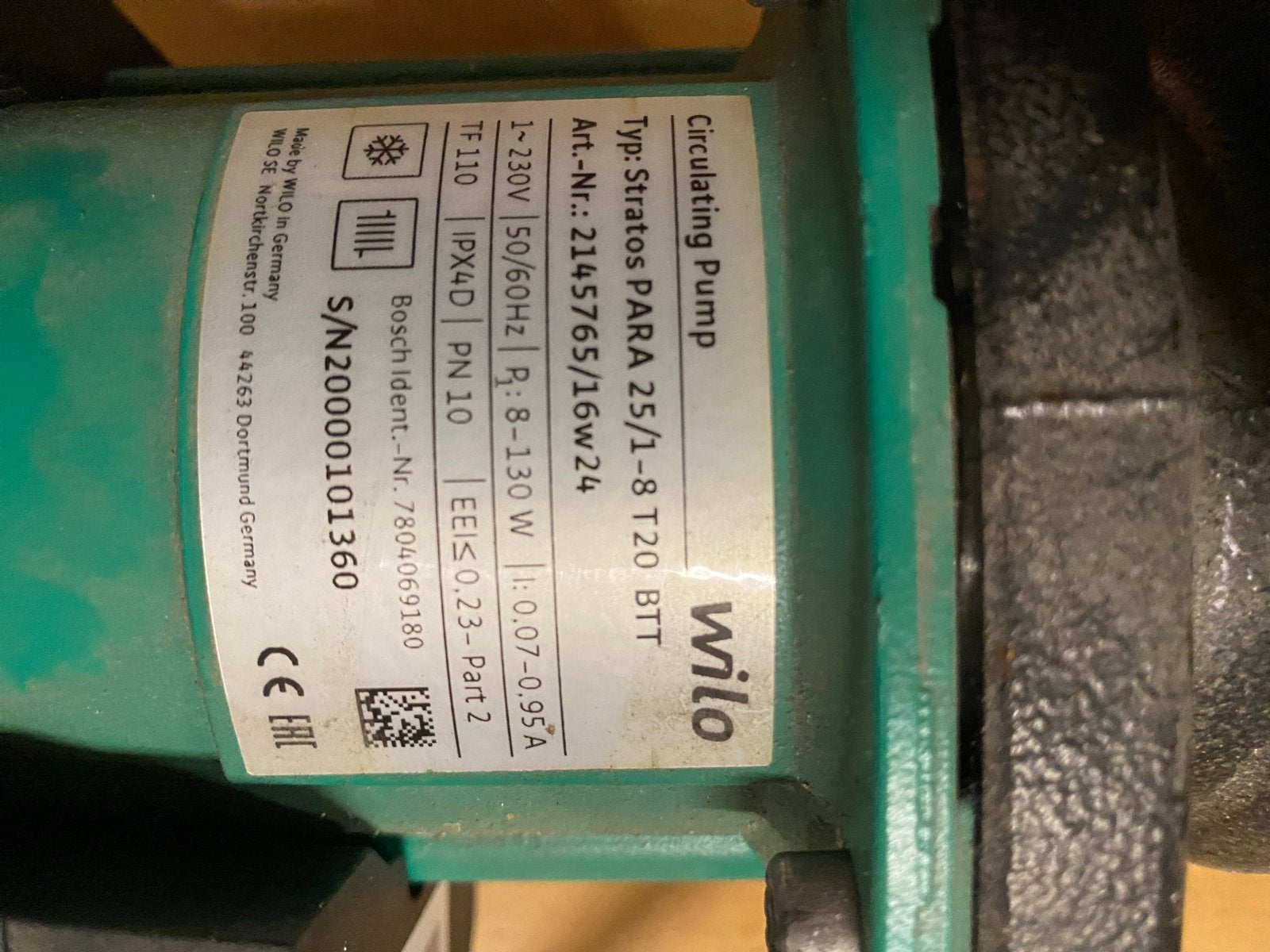 Wilo Stratos PARA 25/1-8 T20 BTT Circulatiepomp, Ophalen