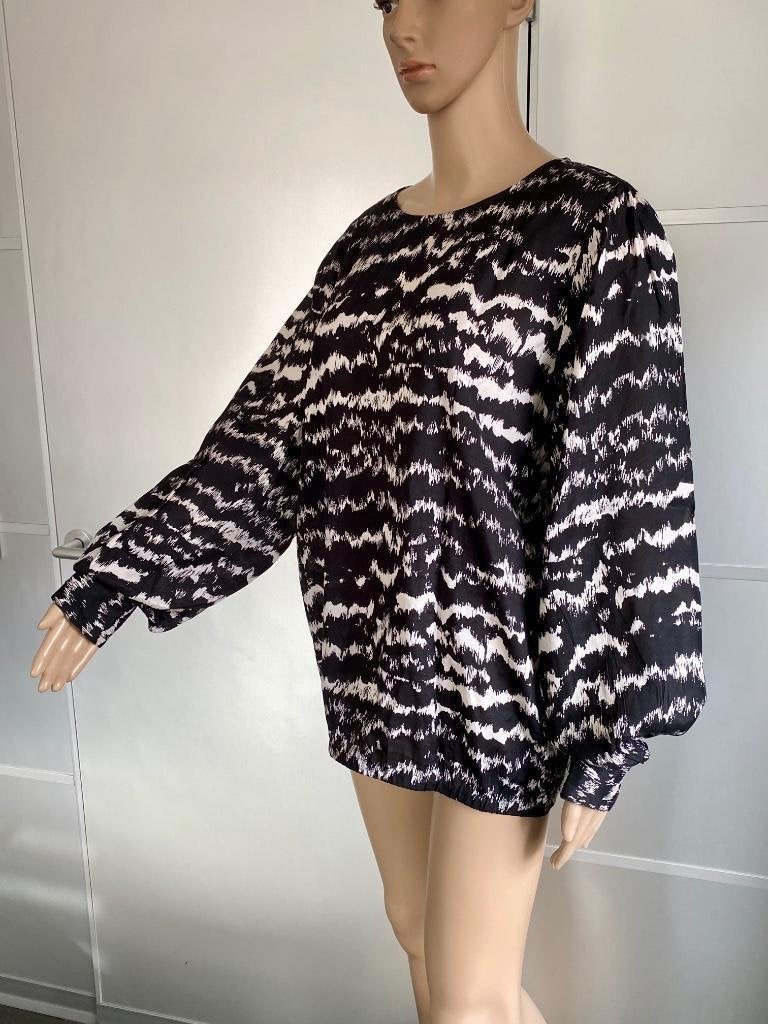 J107 Kaffe maat 42=L blouse top zwart/wit, Kaffe, Zwart, Maat 42/44 (L), Ophalen of Verzenden