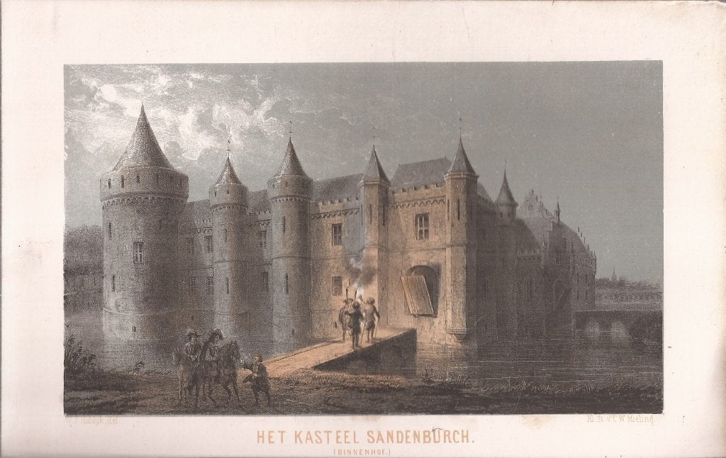 Het Kasteel Sandenburch -Zandenburg Veere Litho Hofdijk 1857, 1800 - 1899, Architectuur, Ophalen of Verzenden, Blanco verso