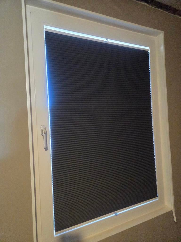 4x Plisségordijn 94,5x138 cm - Zwart/Antraciet, Ophalen of Verzenden, Gebruikt, Zwart