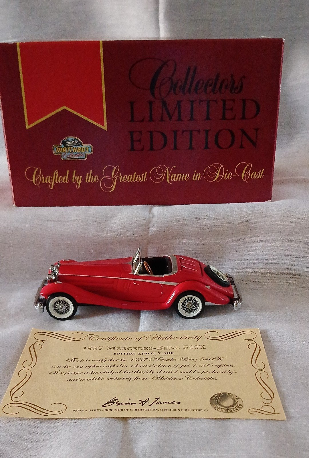 Matchbox 1937 Mercedes-Benz 540K Collectors Limited Edition, Ophalen of Verzenden, Zo goed als nieuw, Auto, Matchbox