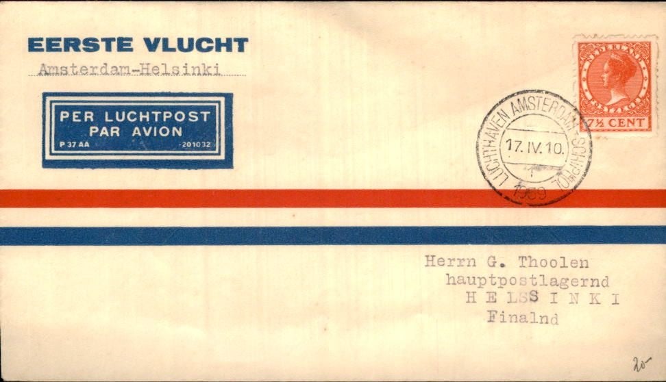 FFC - Amsterdam - Helsinki - 1939 - Roltanding, Verzenden, Envelop