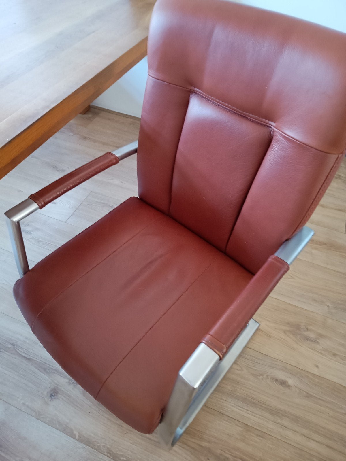 2 Henders & Hazel stoelen cognac leder look, Ophalen, Gebruikt, Twee, Bruin