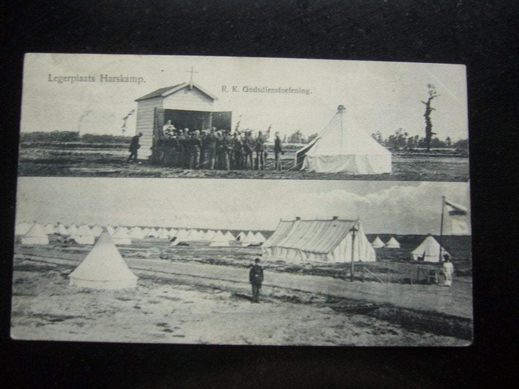 HARSKAMP  =  LEGERPLAATS  - R.K. GODSDIENSTOEFENING BRIEFK., Ophalen of Verzenden, Voor 1920, Gelopen, Gelderland