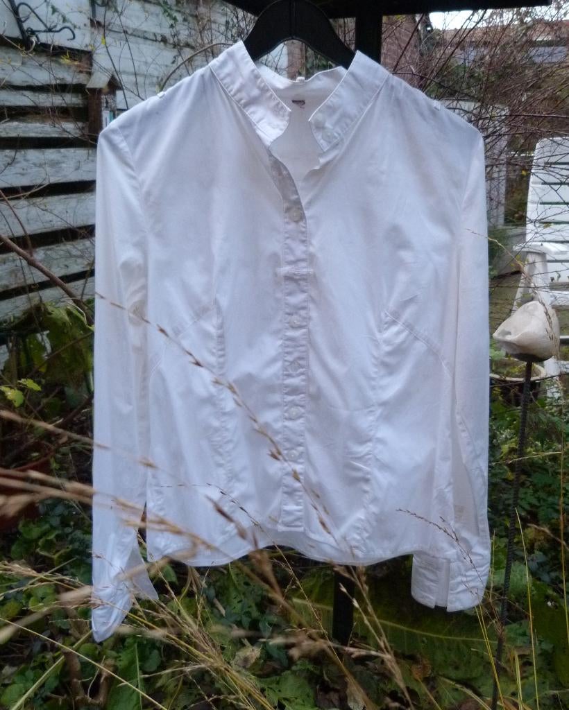 witte blouse - mooi model - 38 - katoen + spandex, Kleding | Dames, Ophalen of Verzenden, Zo goed als nieuw, Maat 38/40 (M), Wit