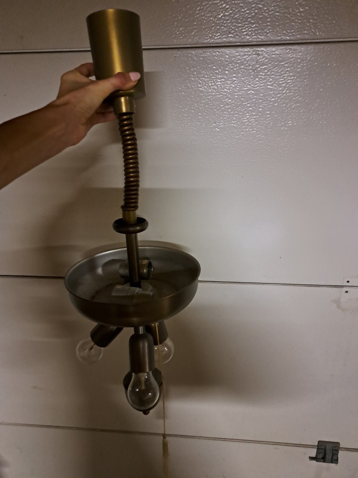 Vintage retro messing plafondlamp met 3 lichtpunten, Minder dan 50 cm, Gebruikt, Vintage, Ophalen of Verzenden