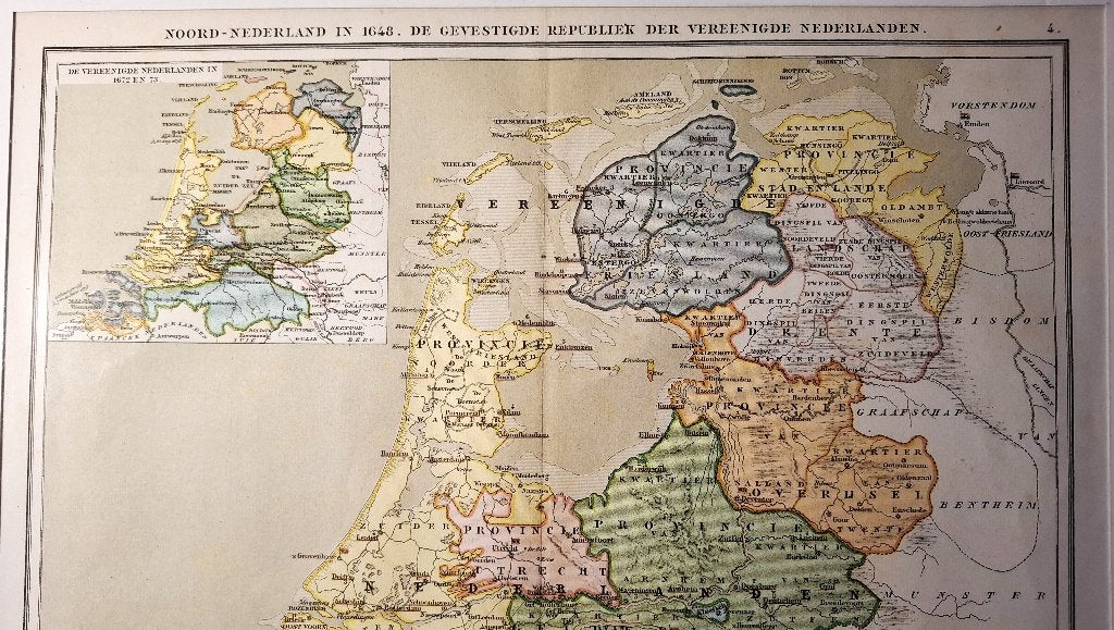 OUDE LANDKAART NOORD-NEDERLAND IN 1798 DE BATAAFSCHE REP., Boeken, Atlassen en Landkaarten, Ophalen of Verzenden, 1800 tot 2000