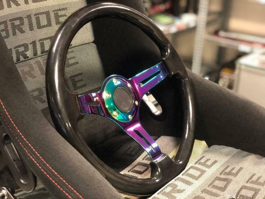 JapPower/PowerParts Racestuur sportstuur zwart neochrome