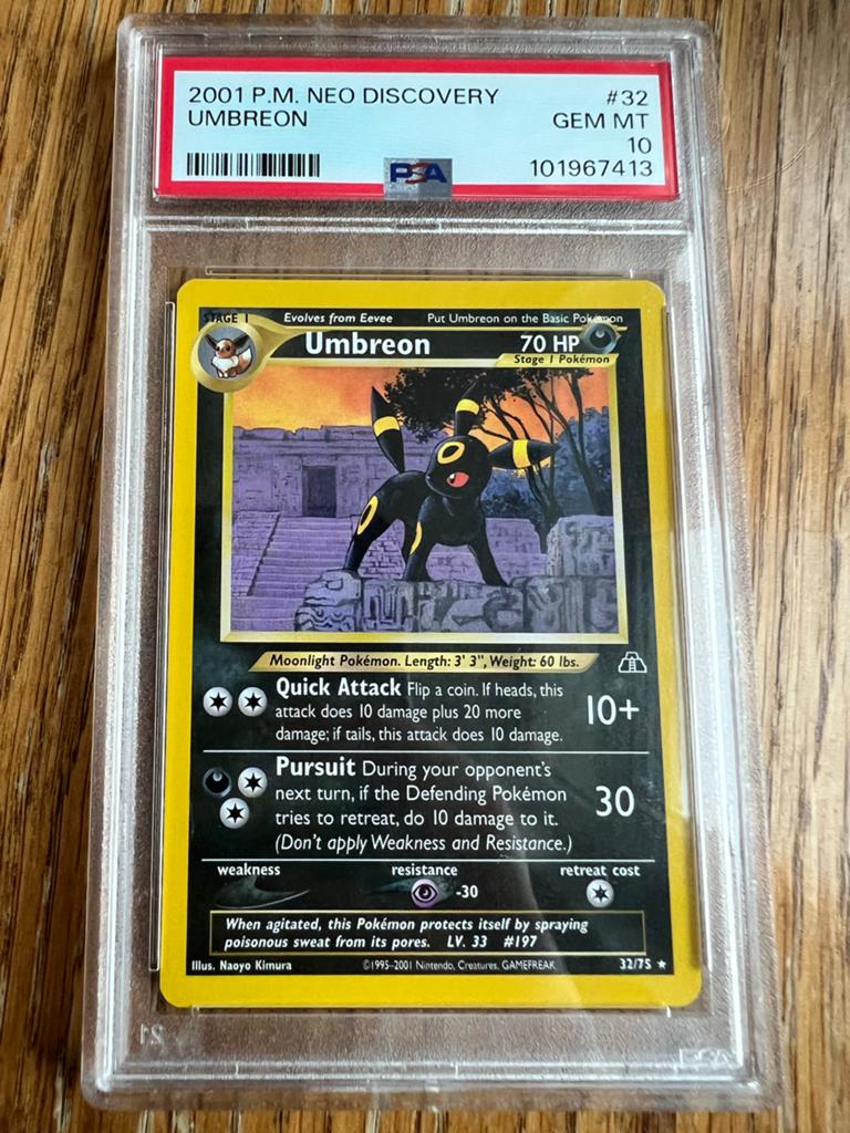 Umbreon #32 Neo Discovery PSA 10 Pokemon Kaart, Hobby en Vrije tijd, Verzamelkaartspellen | Pokémon, Ophalen of Verzenden, Zo goed als nieuw