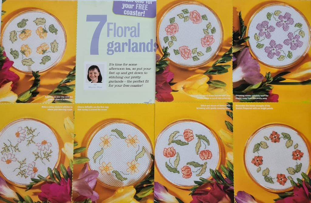 7 bloemenslingers borduurpatronen, Ophalen, Nieuw, Handborduren, Patroon