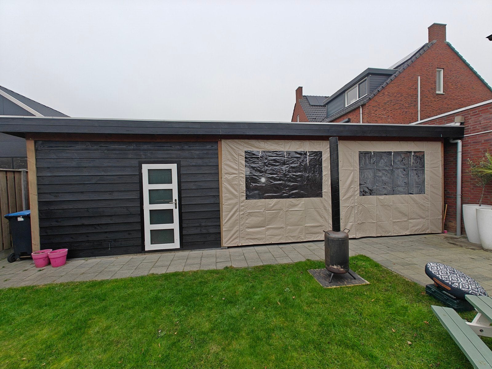 2x Overkapping zijwand PVC met raam en ritsen, Ophalen, Gebruikt, Minder dan 5 meter
