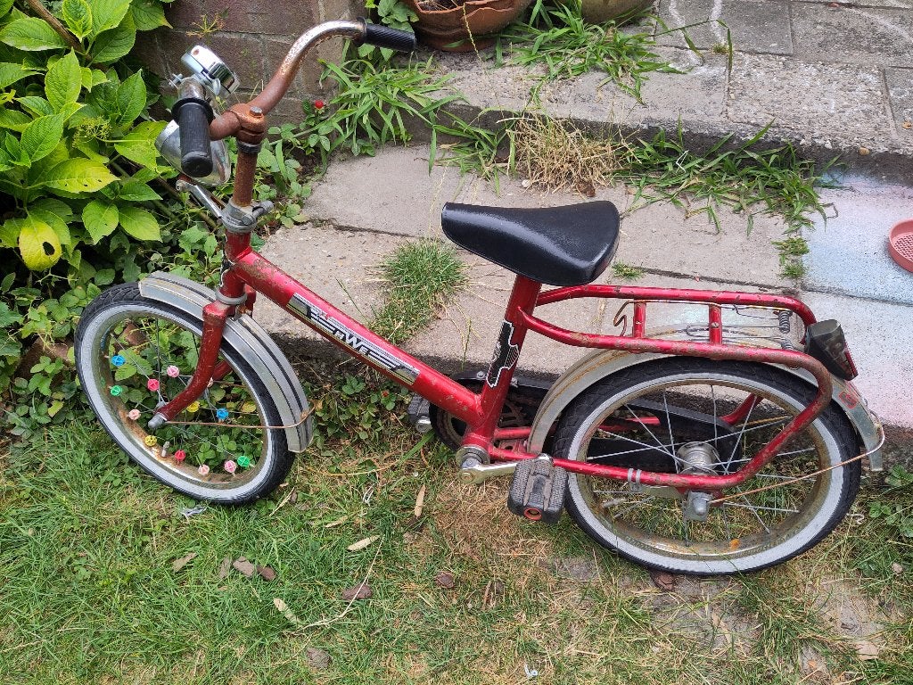 Vintage rode kinderfiets, Terugtraprem, Ophalen, Overige merken, 16 tot 20 inch