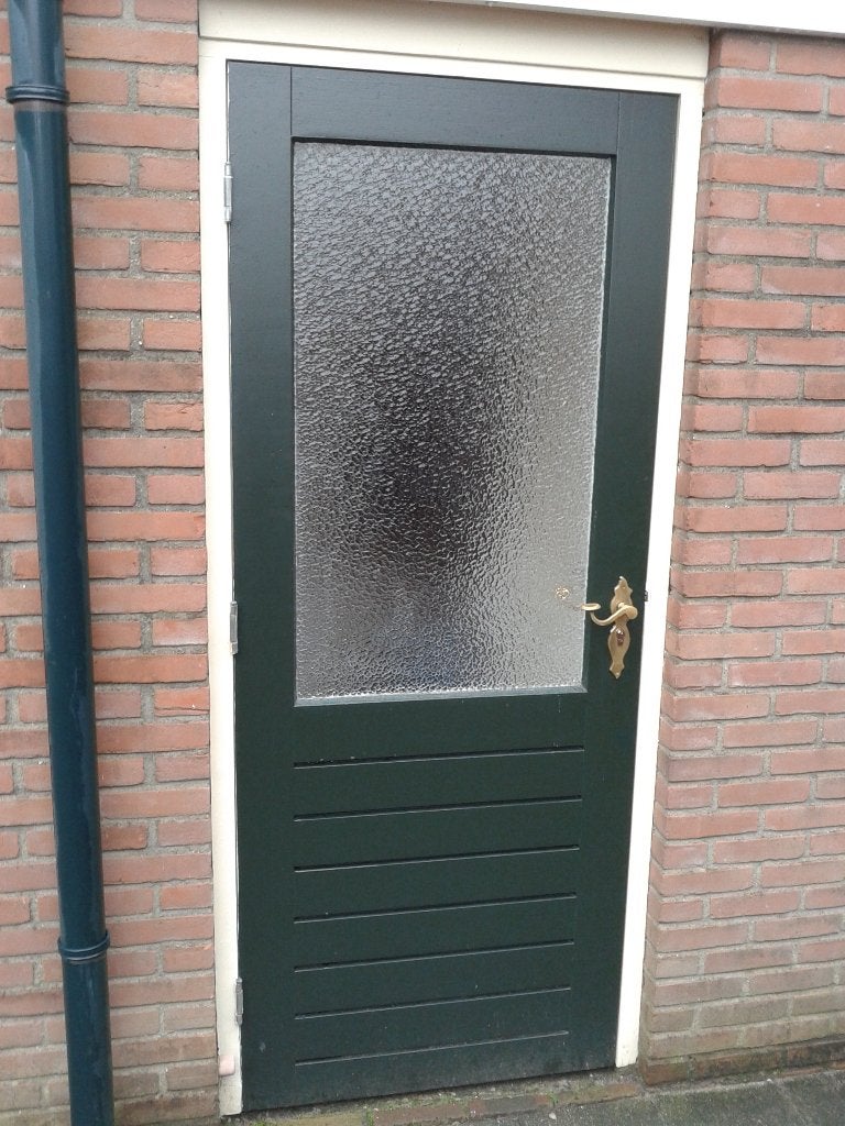 Buitendeuren hardhout met glas, Doe-het-zelf en Verbouw, Ophalen, Gebruikt, 80 tot 100 cm, Buitendeur