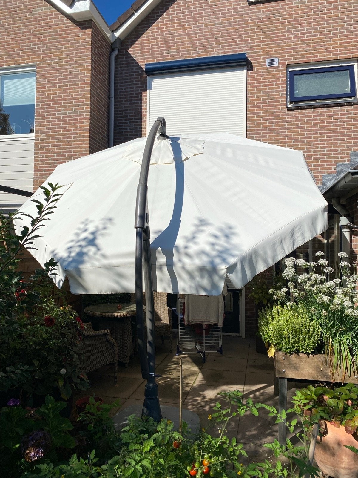Hartman zweefparasol met voet, Tuin en Terras, Ophalen, Gebruikt, 2 tot 3 meter, Zweefparasol