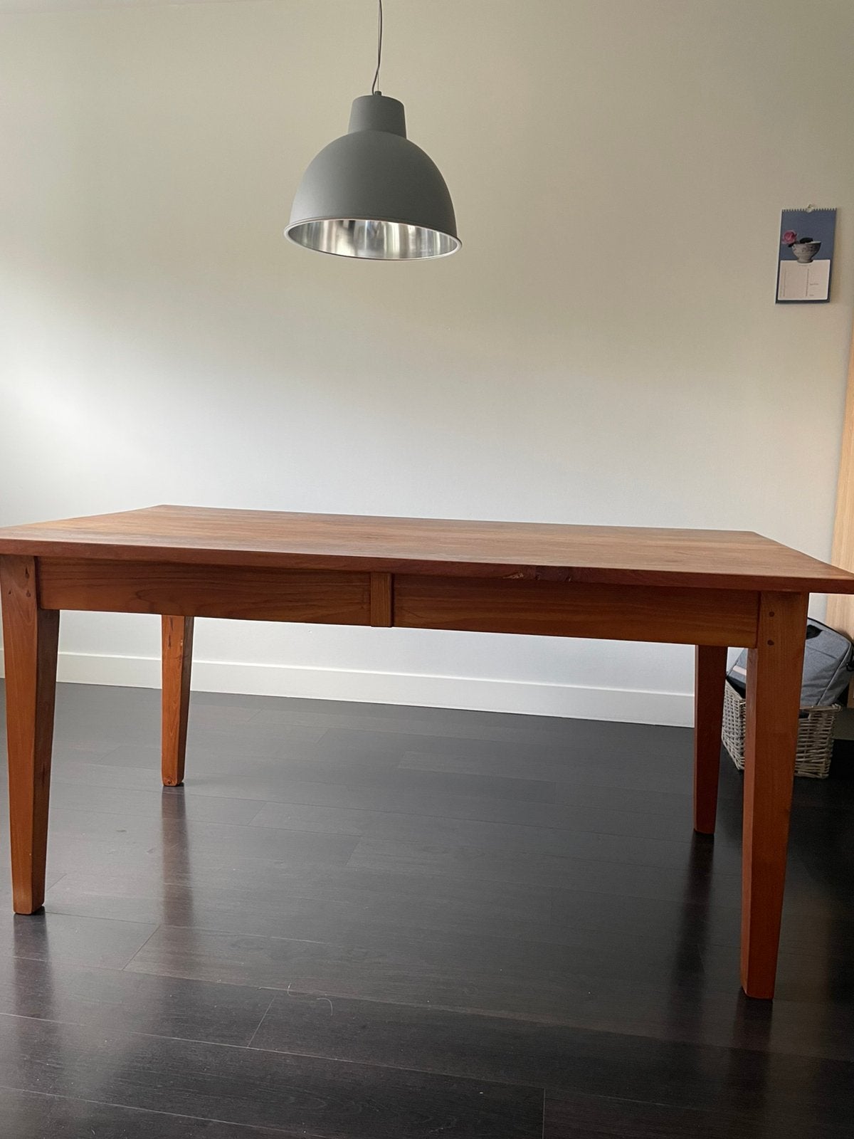 Massief teakhouten eettafel., Ophalen, Gebruikt, Teakhout, 50 tot 100 cm