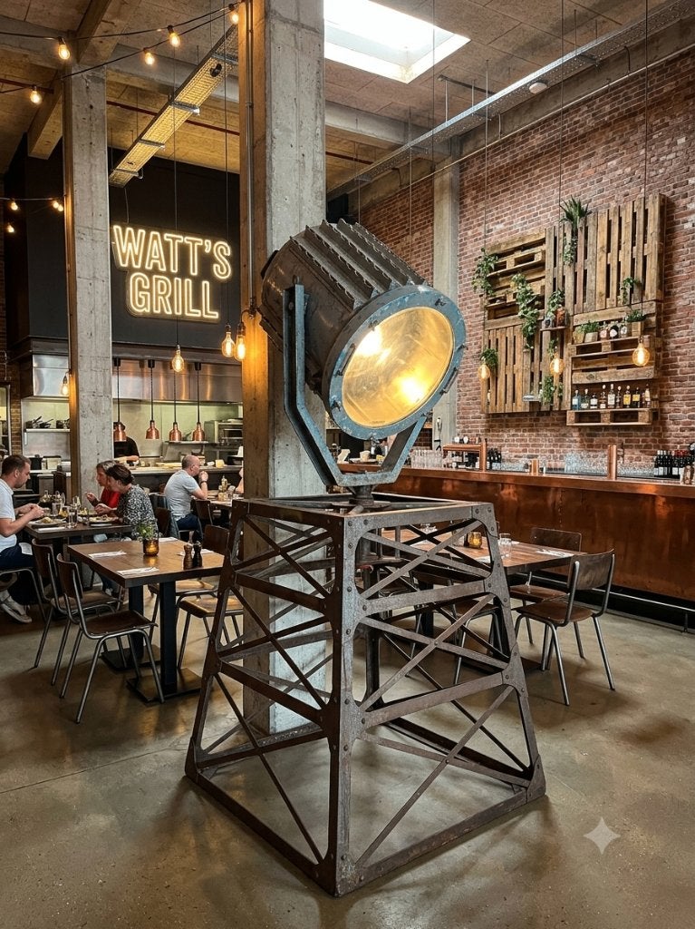 Zeer grote Industriele Lamp/Zoeklicht op Metalen Onderstel, Ophalen, Gebruikt, 200 cm of meer, E27 (groot)